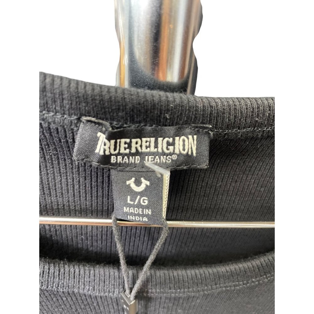 True Religion Womens Black HS Side Ruch Dress Size L SKU 9080 - Picture 3 of 11